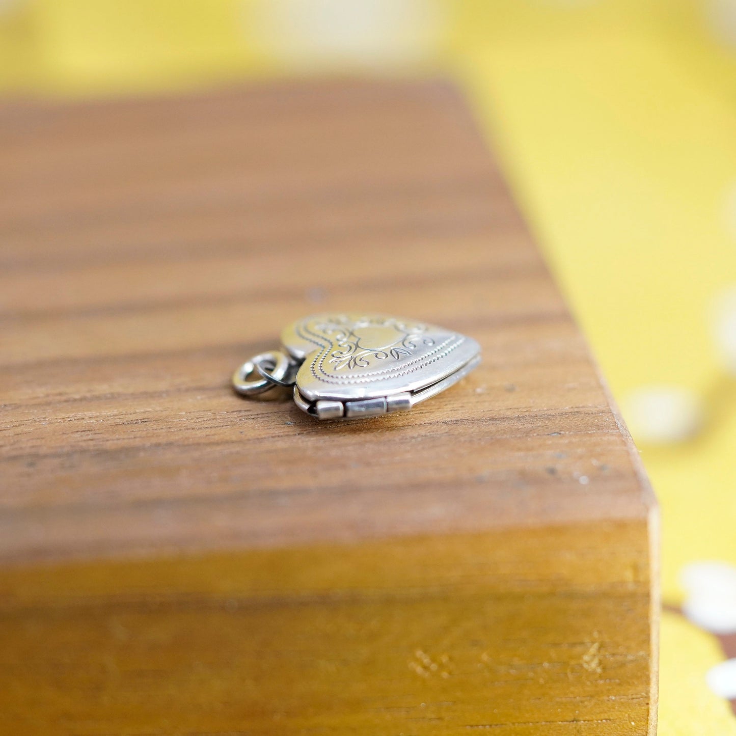 Vintage Sterling silver handmade pendant, 925 heart photo locket