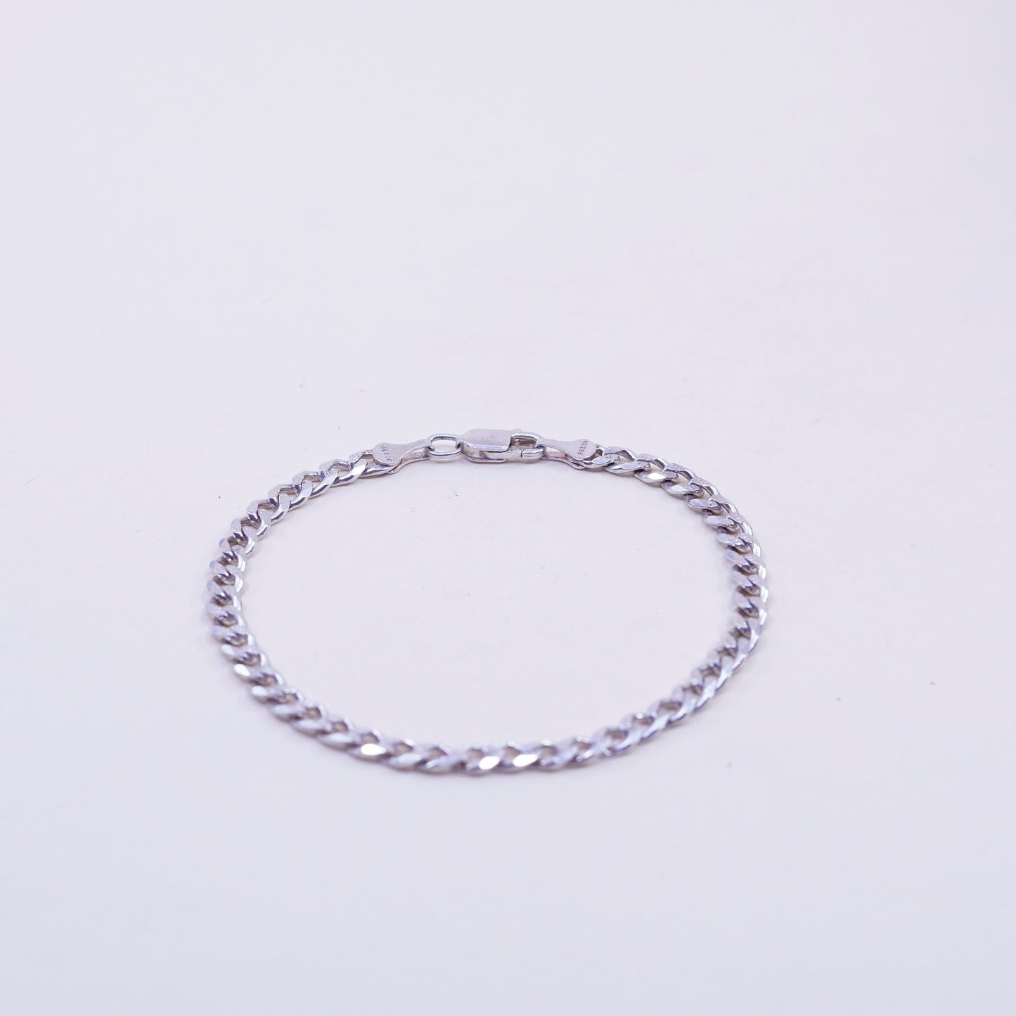 7.25”, 5mm, Vintage sterling 925 silver flatten curb bracelet