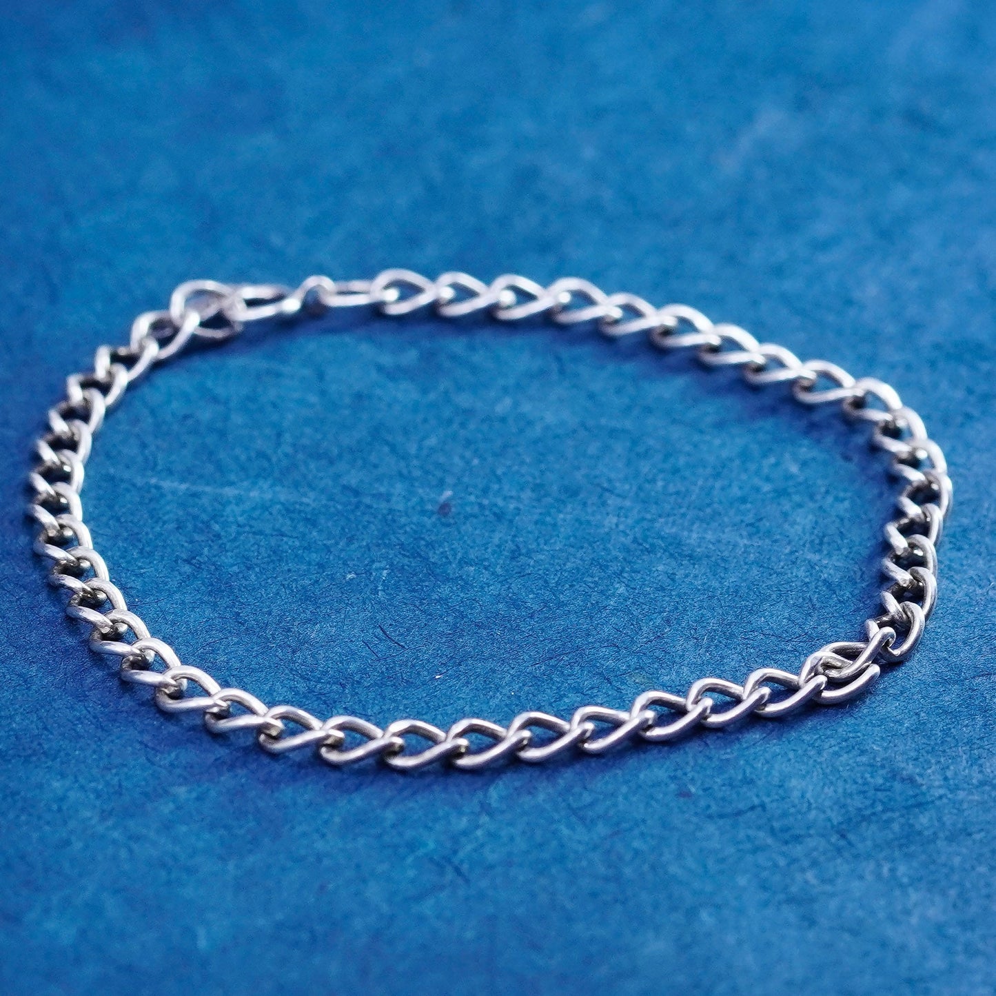 7”, Sterling silver handmade bracelet, 925 bold curb link chain, men’s bracelet
