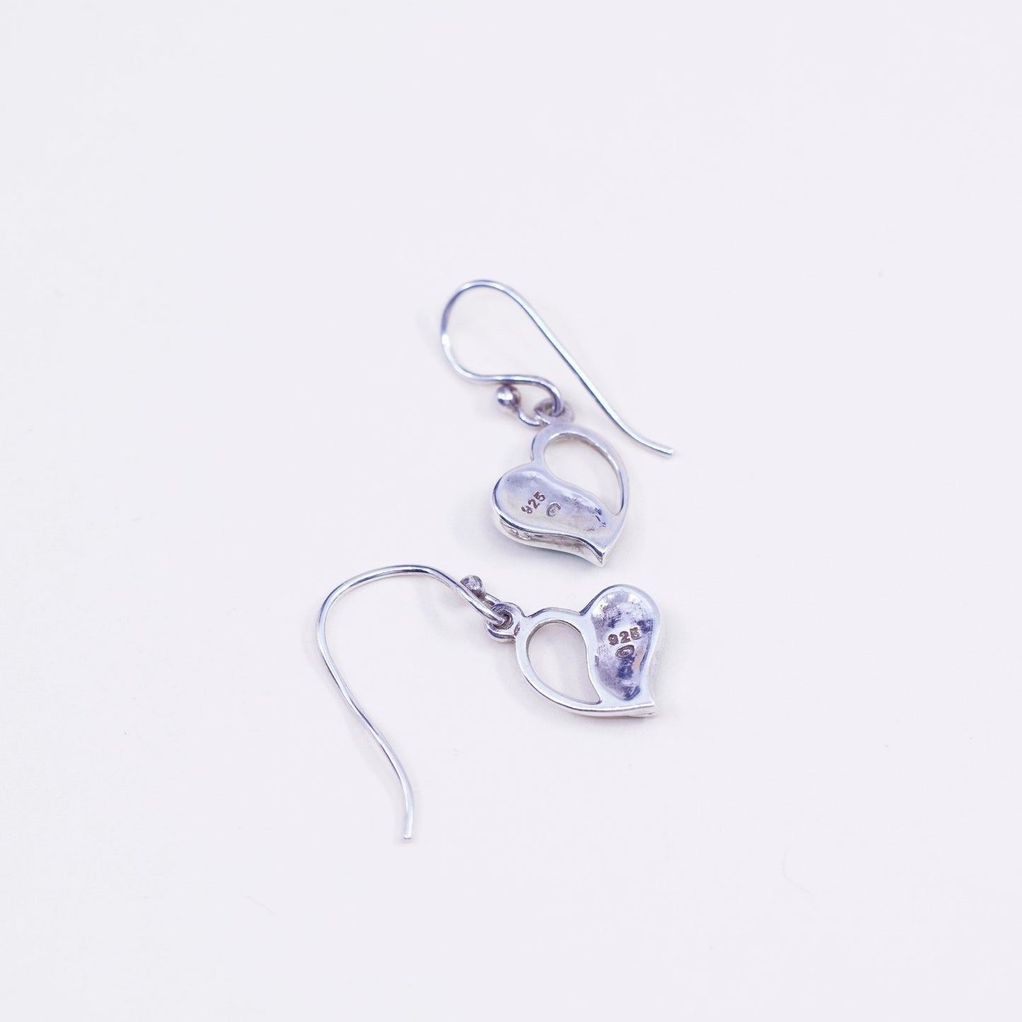 Vintage Sterling 925 silver handmade earrings, with heart turquoise