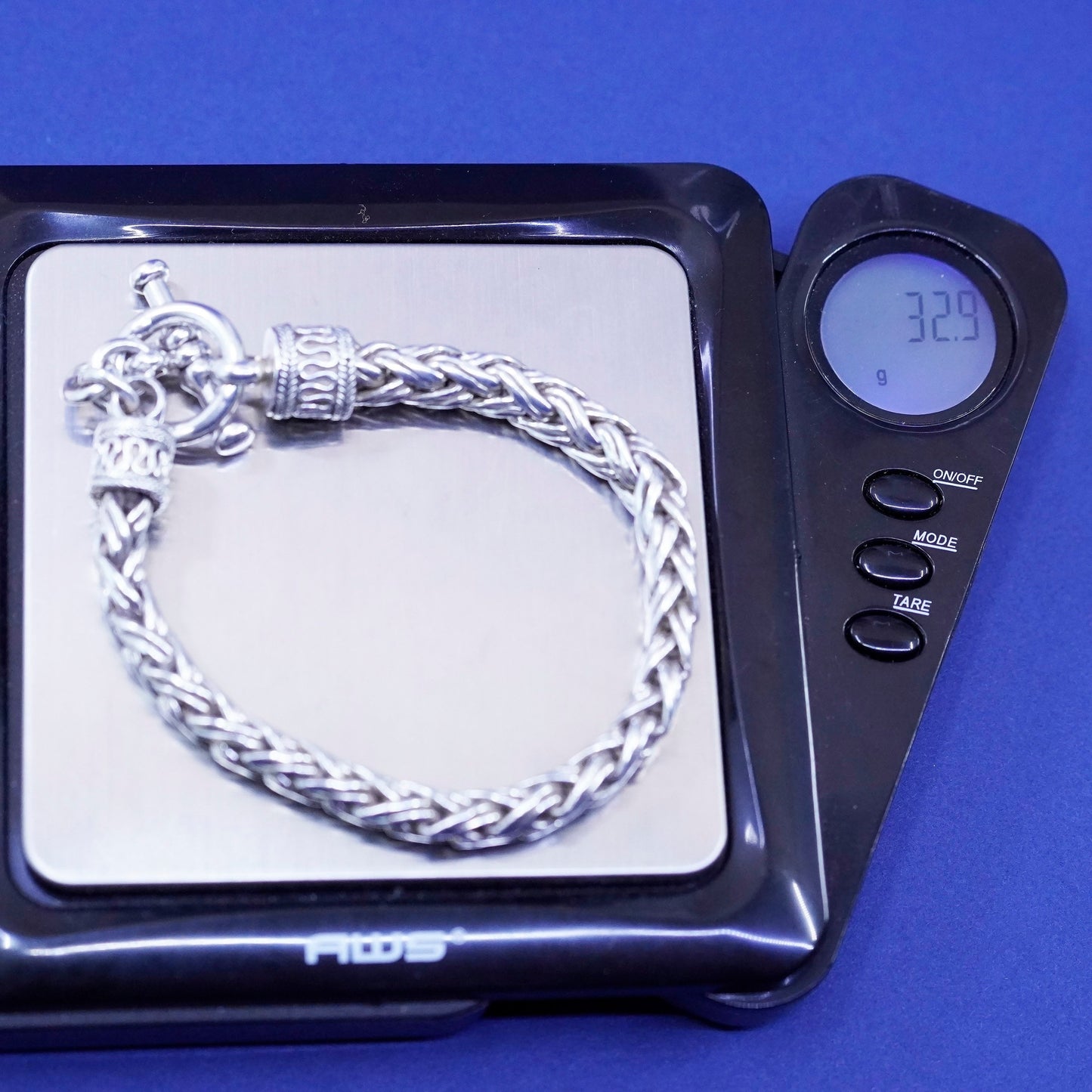 6.5”, vintage Sterling silver handmade bracelet, solid bold 925 wheat chain