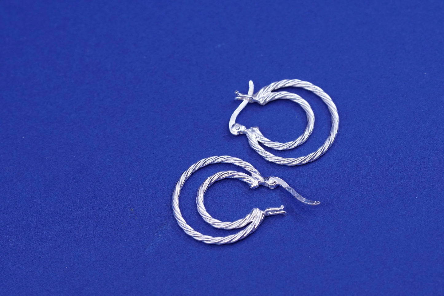 0.75”, vintage Sterling silver handmade hoop earrings, Modern 925 huggie