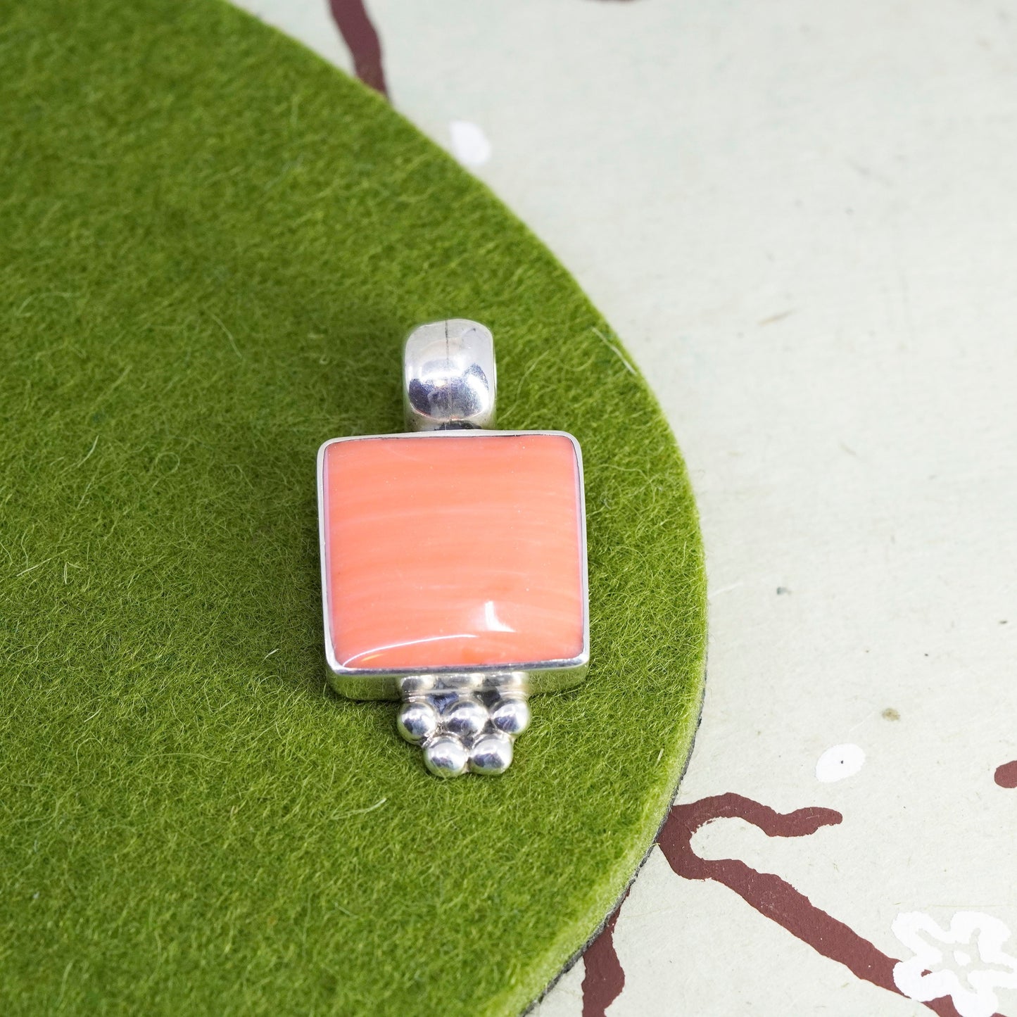 vintage Mexico handmade sterling 925 silver pendant with agate