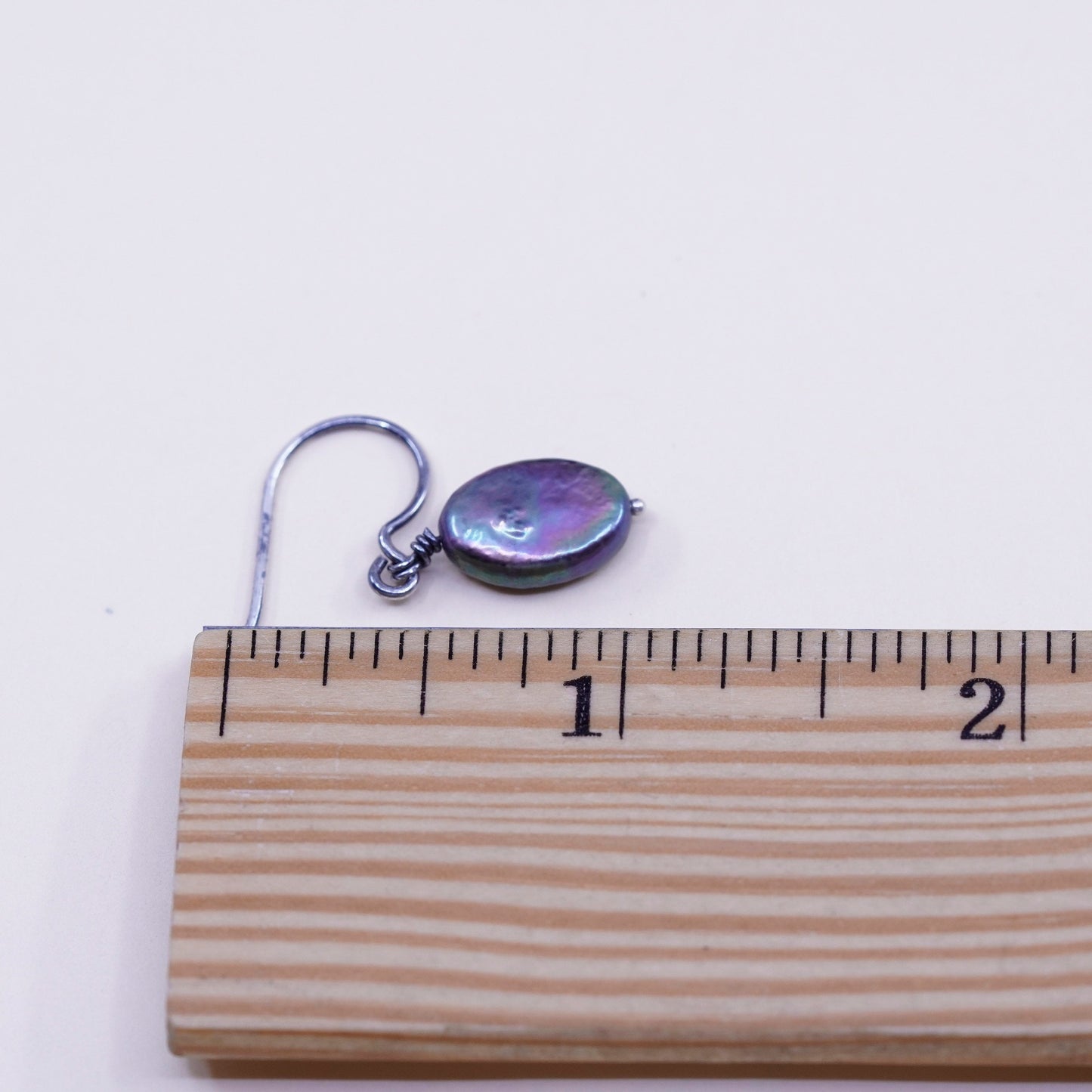 Vintage Sterling 925 silver handmade earrings with black pearl drop