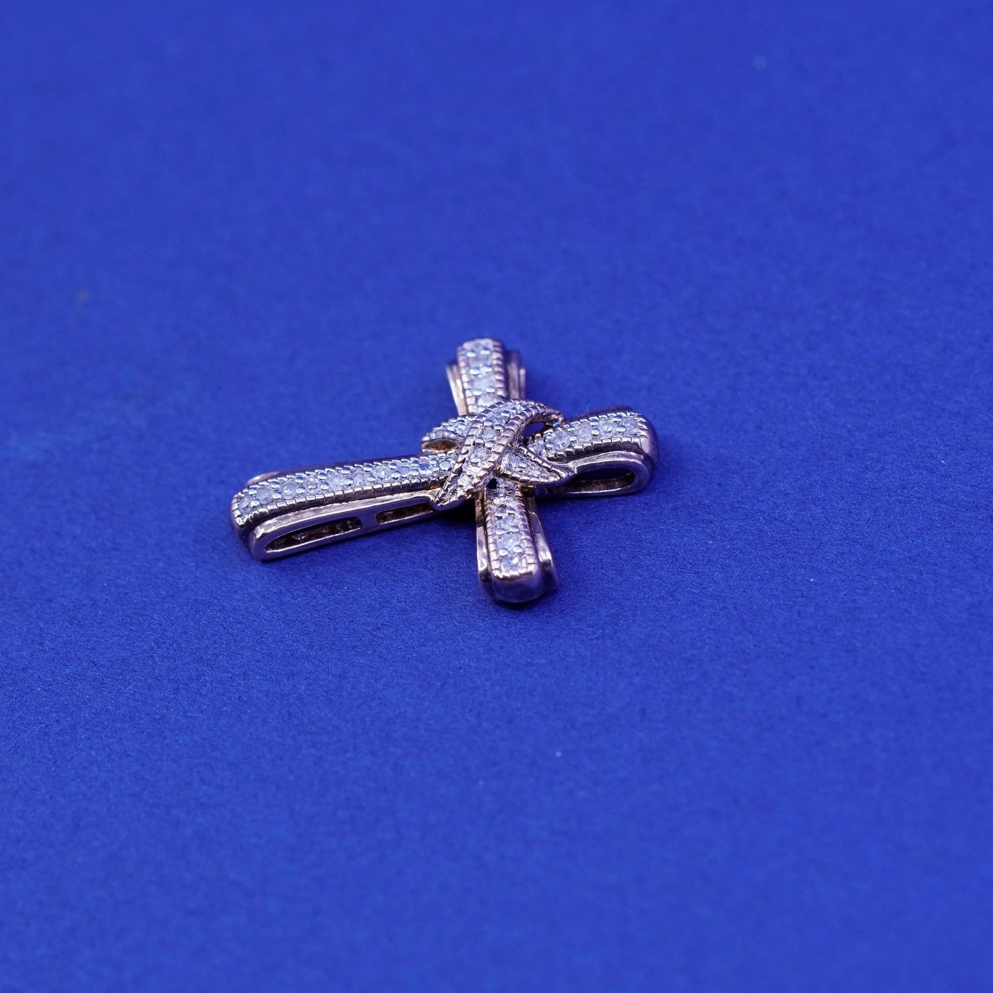 Sun vermeil gold over Sterling silver handmade pedant, 925 cross with diamond