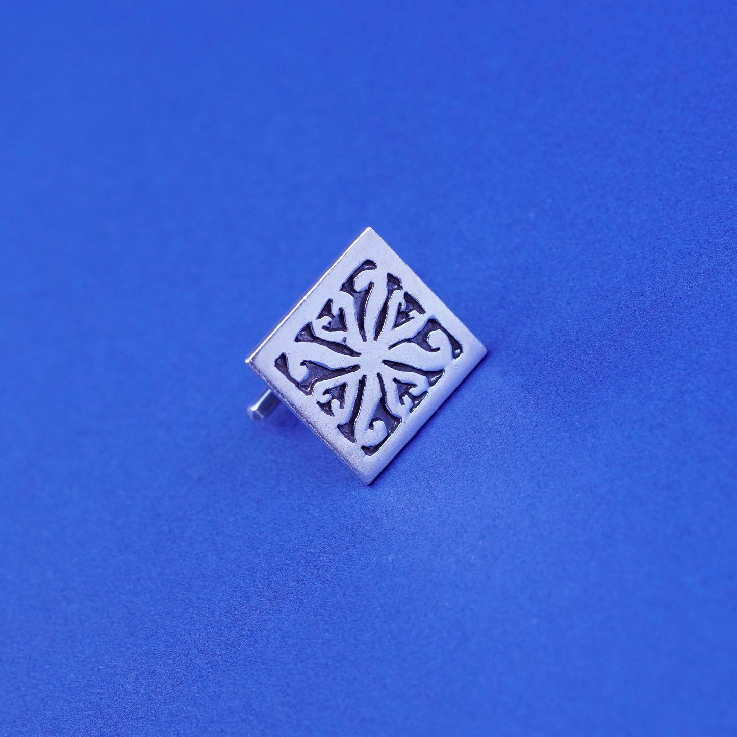 Vintage sterling silver Handmade cufflink, antique Mexico square 925 cuff links