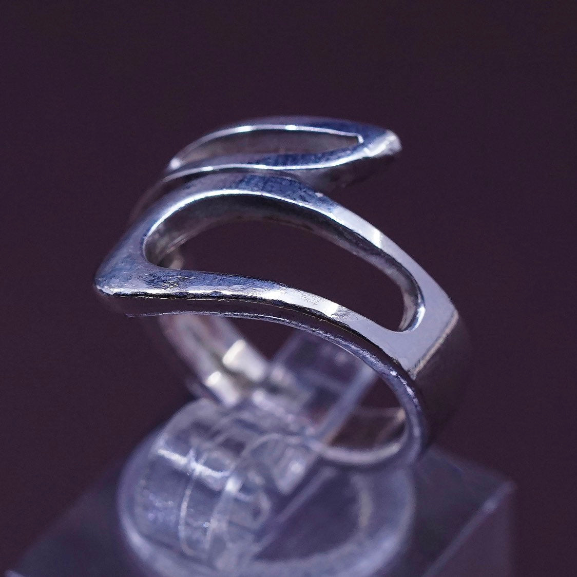 sz 6, vtg Sterling silver handmade ring, 925 wrap band