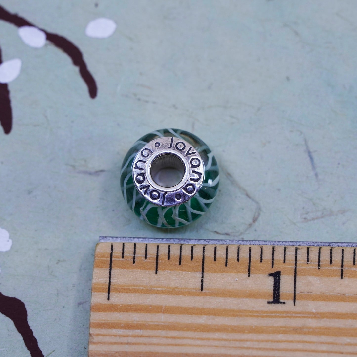 Vintage handmade blue Murano glass bead Sterling 925 silver charm