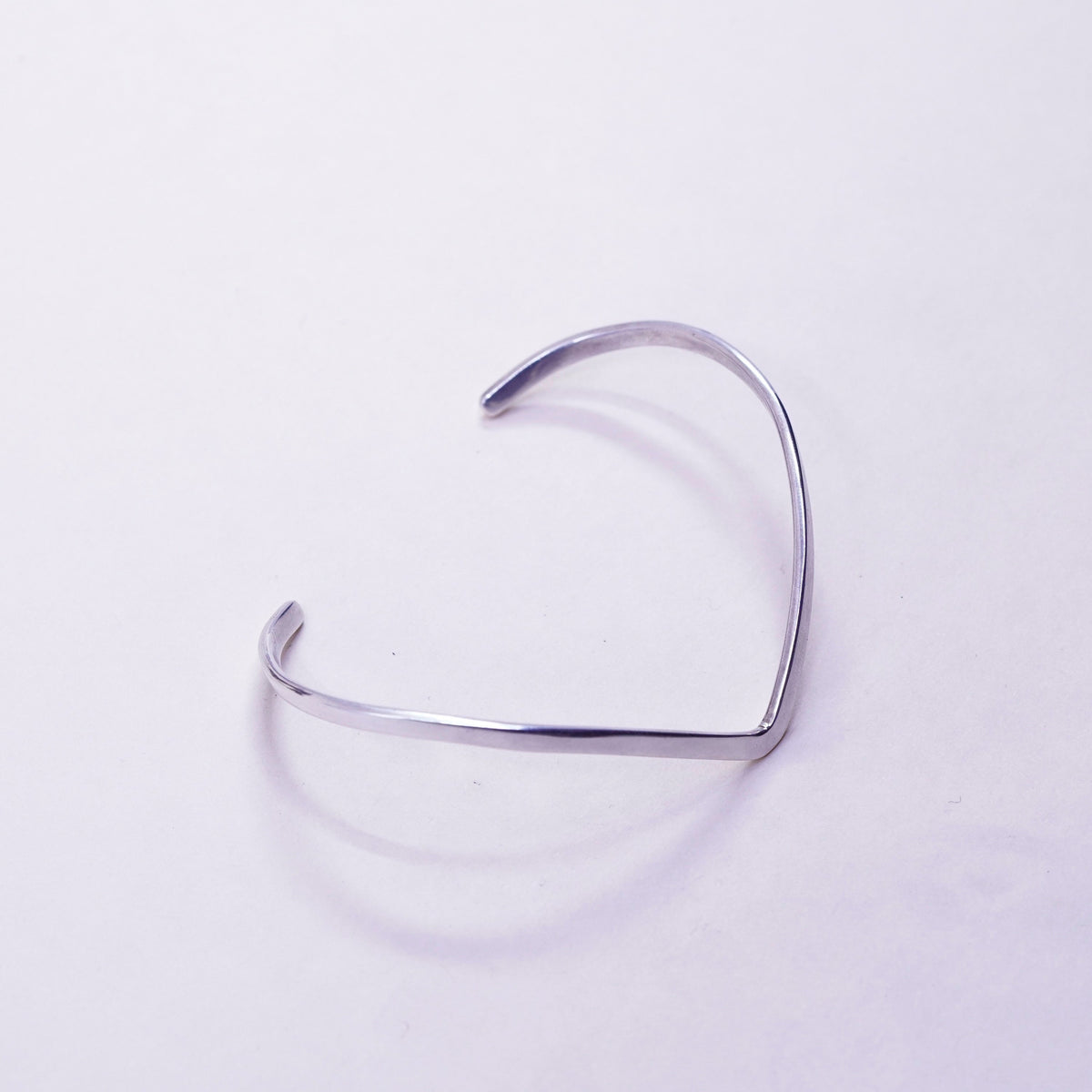 6.75”, vintage Sterling silver handmade cuff, thin 925 V bracelet