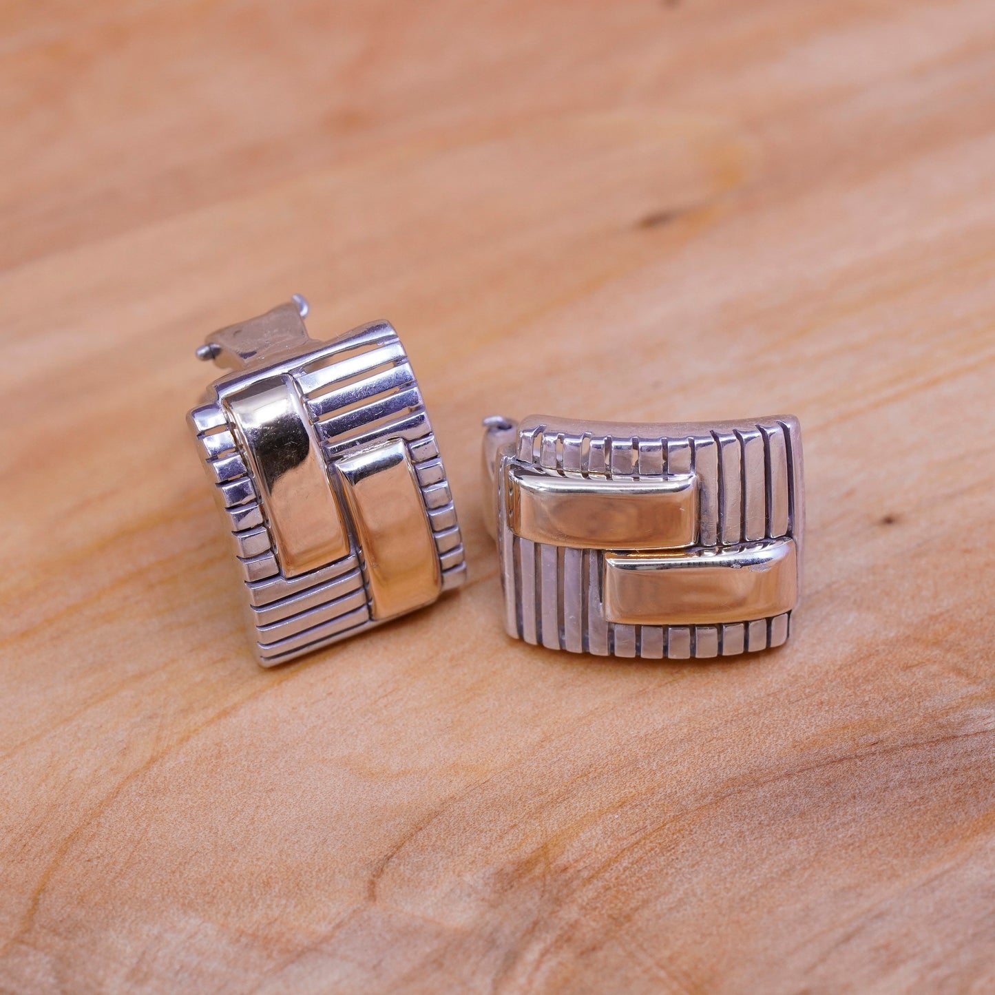 1”, WR 18K gold accent with sterling silver handmade earrings, modern 925 studs