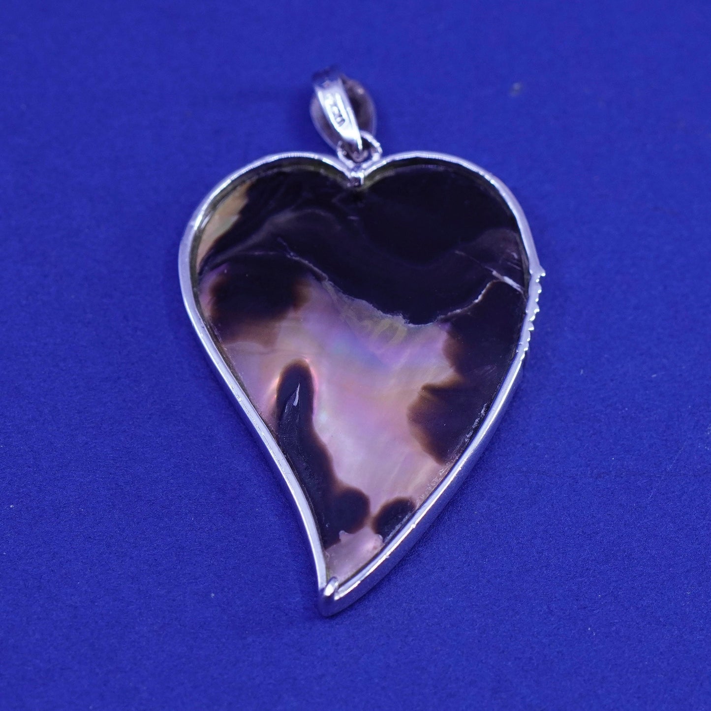 Vintage mexico Sterling silver handmade pendant, 925 heart abalone citrine