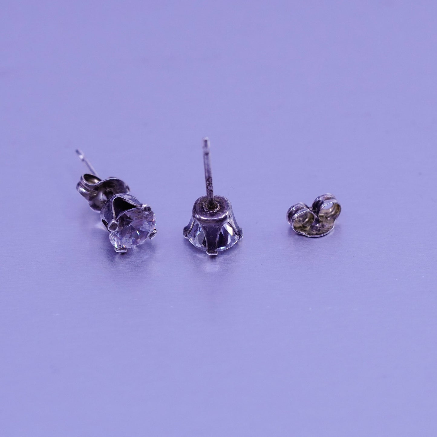 Vintage Sterling 925 silver earrings, studs with cz inlay