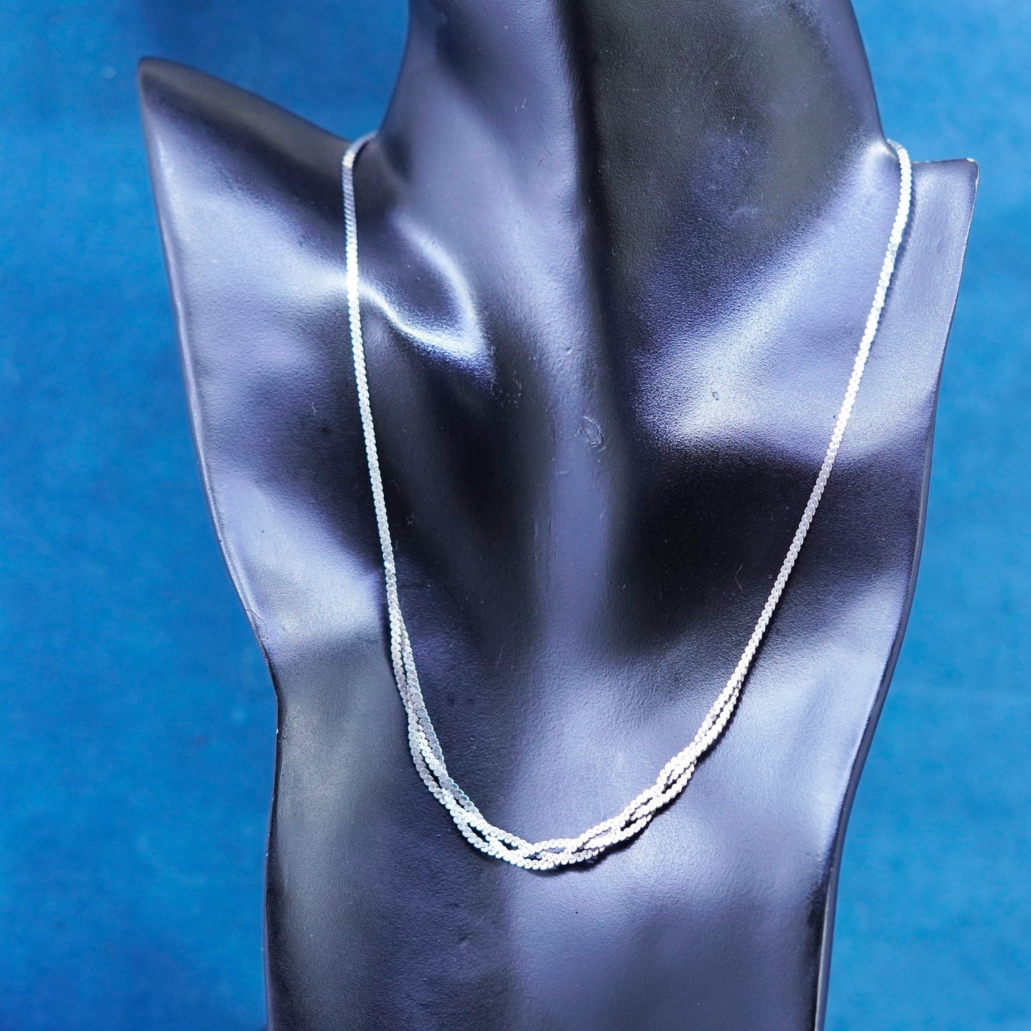 18”, 1.6mm, vintage Sterling silver handmade necklace, 925 woven s link chain