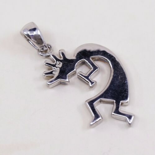 Vintage AK Sterling Silver Handmade Pendant, Navajo 925 kokopelli w/ Opal
