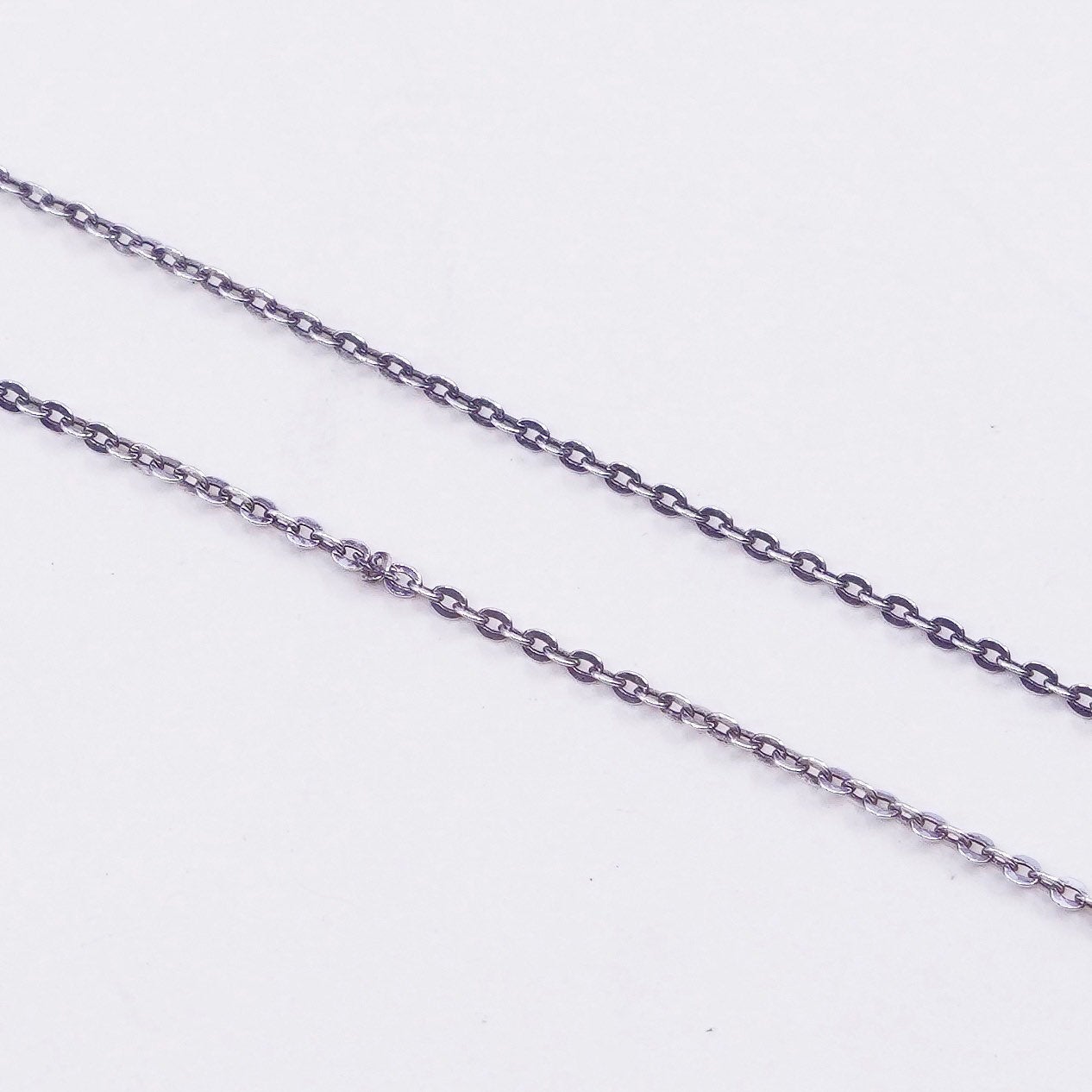 18”, 1mm, Vintage sterling silver flatten circle chain, Italy 925 necklace