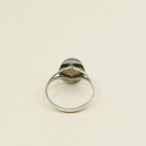 Sz 8.5, Vtg Sterling Silver Handmade Ring, 925 Silver Ring W/ Larimar