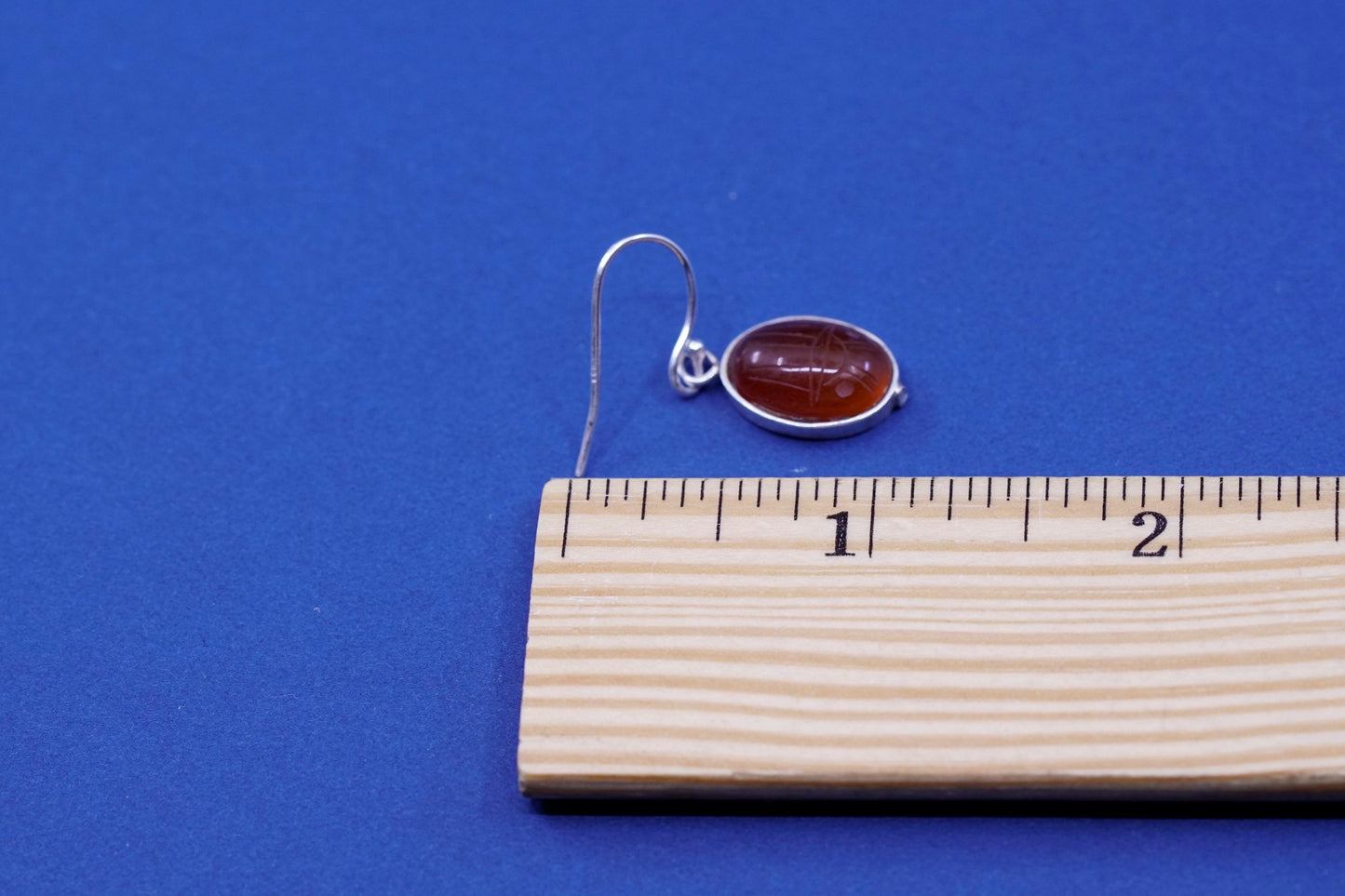 Vintage Sterling 925 silver handmade earrings with carnelian