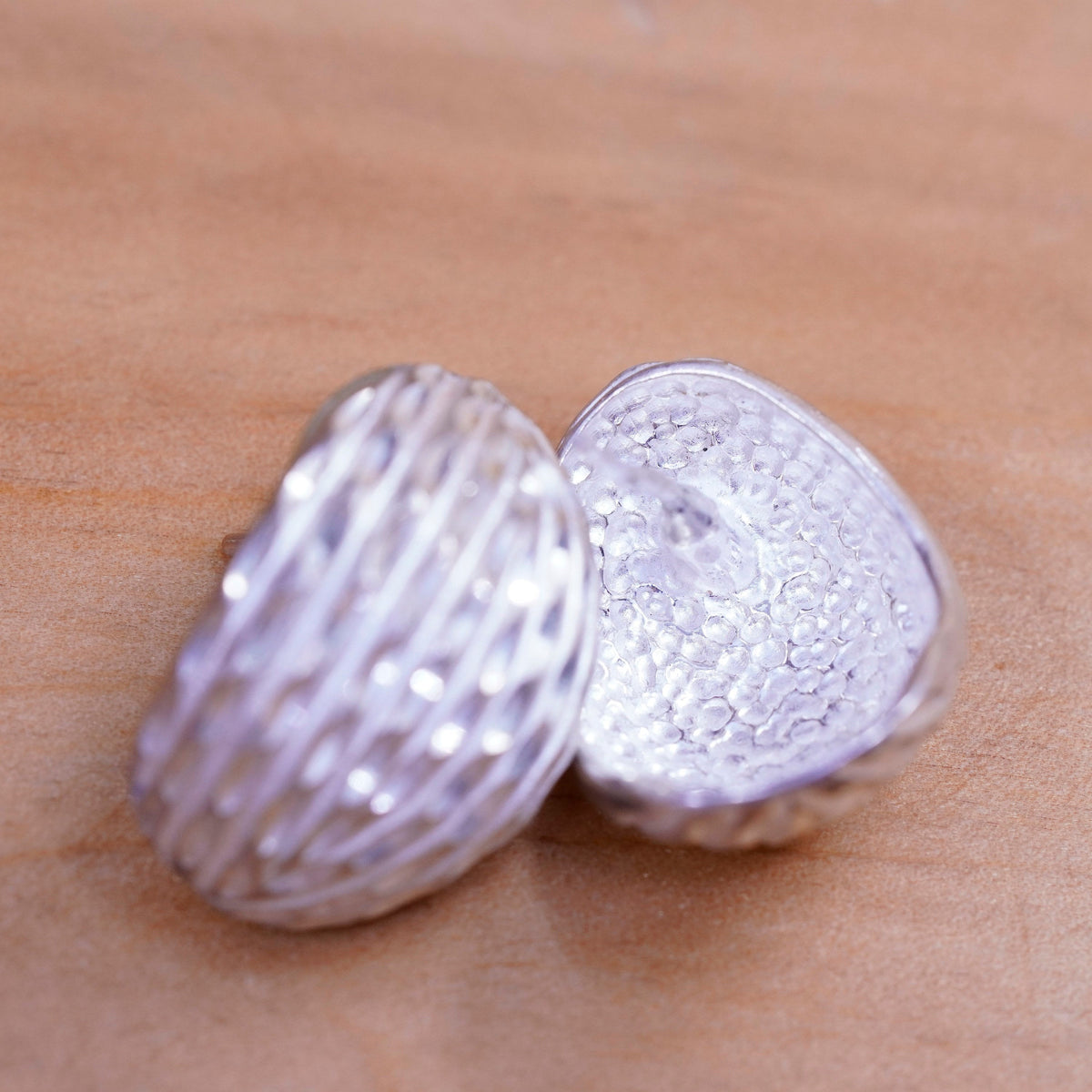 Vintage Sterling silver handmade earrings, textured 925 studs