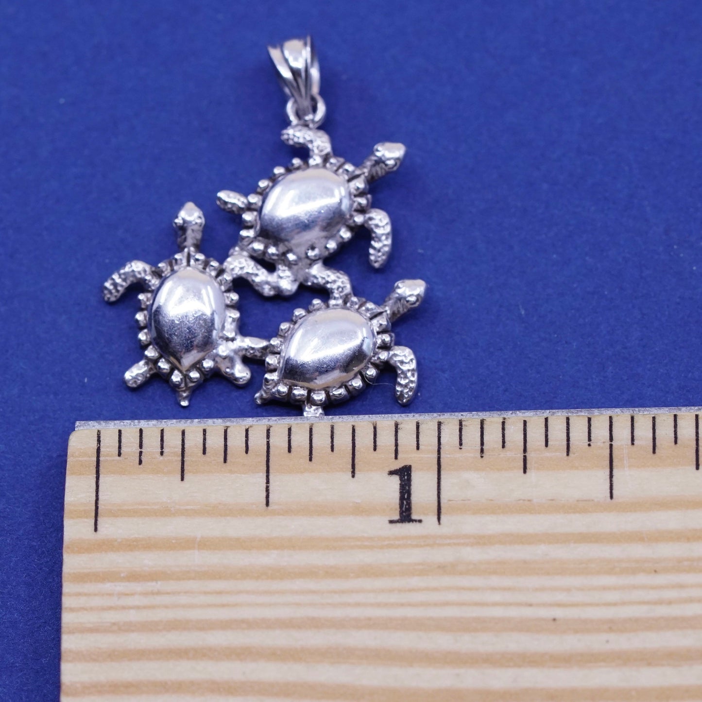 Vintage GD Sterling silver handmade pendant, 925 sea turtles
