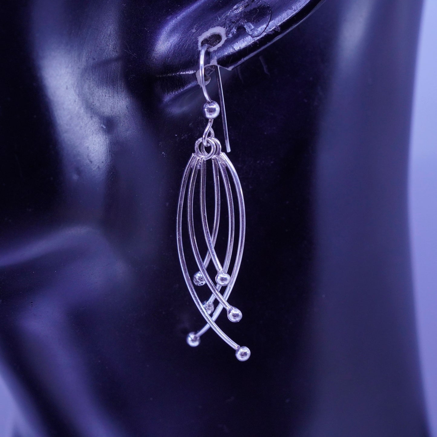 Vintage Sterling 925 silver teardrop beads earrings