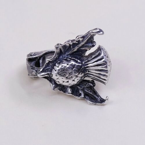 Vintage Sterling Silver Handmade Clip On, Scottish thistl 925 Dandelion Earrings