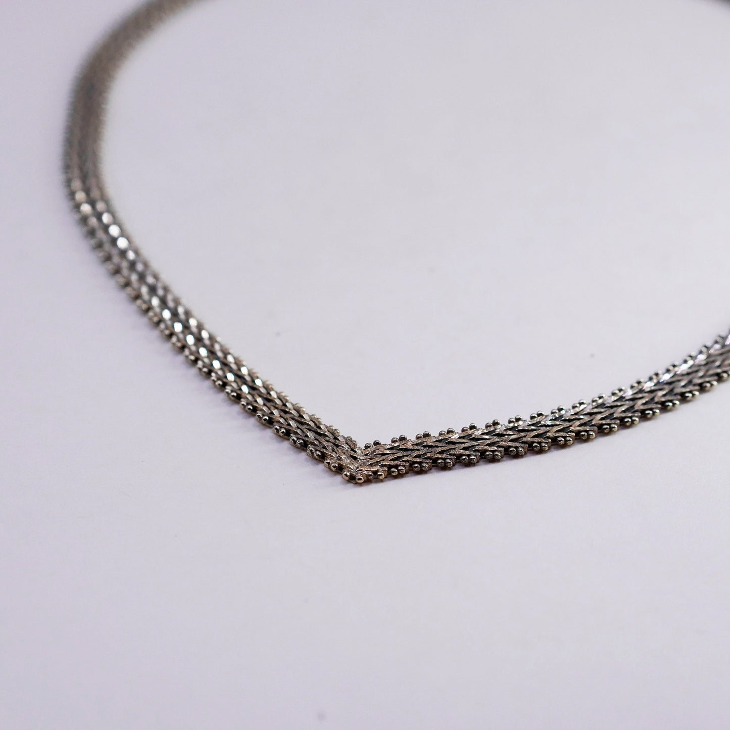 16”, Vintage vermeil gold over sterling silver Riccio link chain V 925 necklace