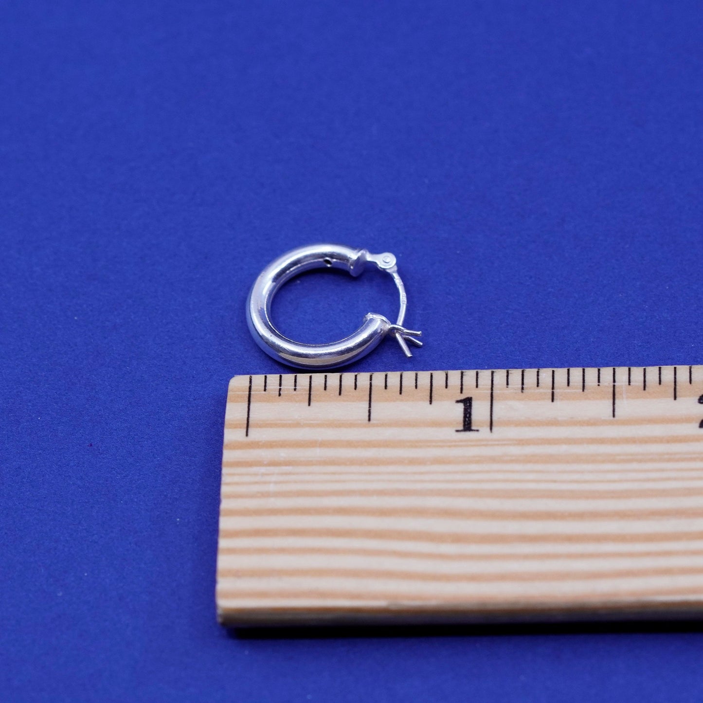 0.5", vtg Sterling silver handmade hoop earrings, fine 925 silver huggie