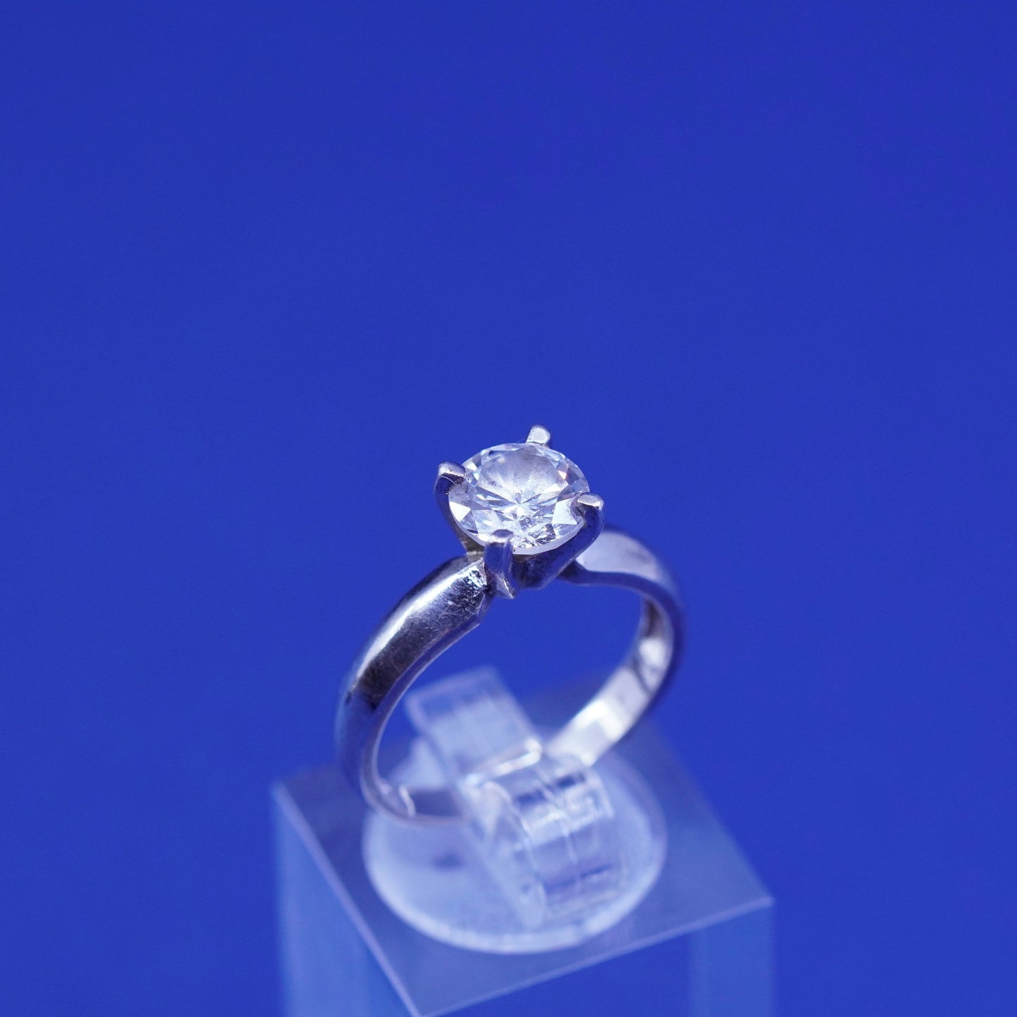 Size 6.25, vintage Sterling silver handmade ring, 925 engagement band with cz