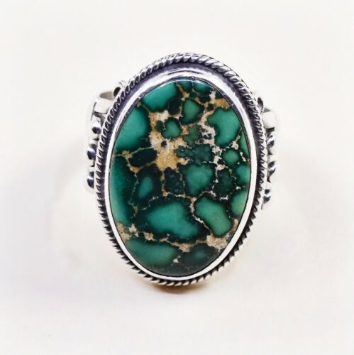 Sz9, Antique Navajo Sterling 925 Silver edison sandy smith Bisbee Turquoise Ring