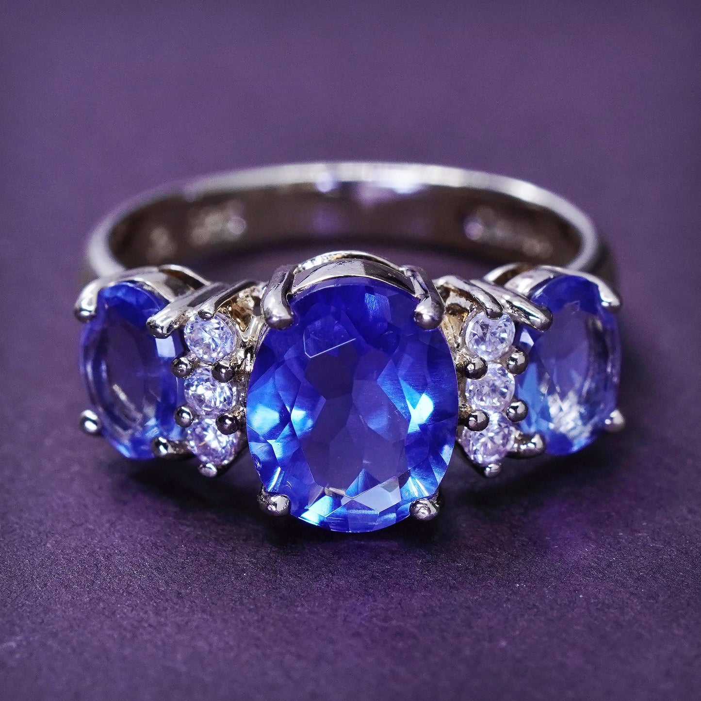 Size 8, vermeil gold over Sterling 925 silver handmade ring with topaz and cz