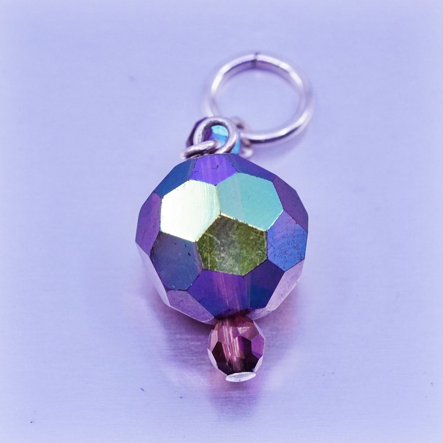 Italian sterling 925 silver pendant charm with glass bead