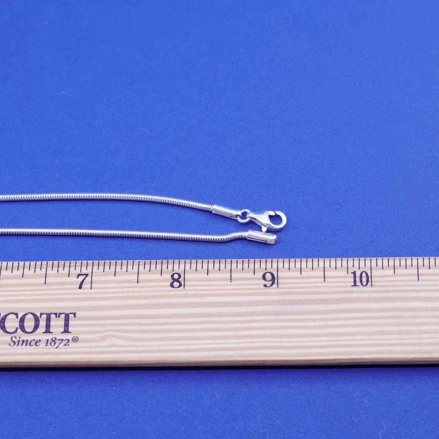 18”, 1.6mm, vintage Italy Sterling silver handmade necklace, 925 snake chain