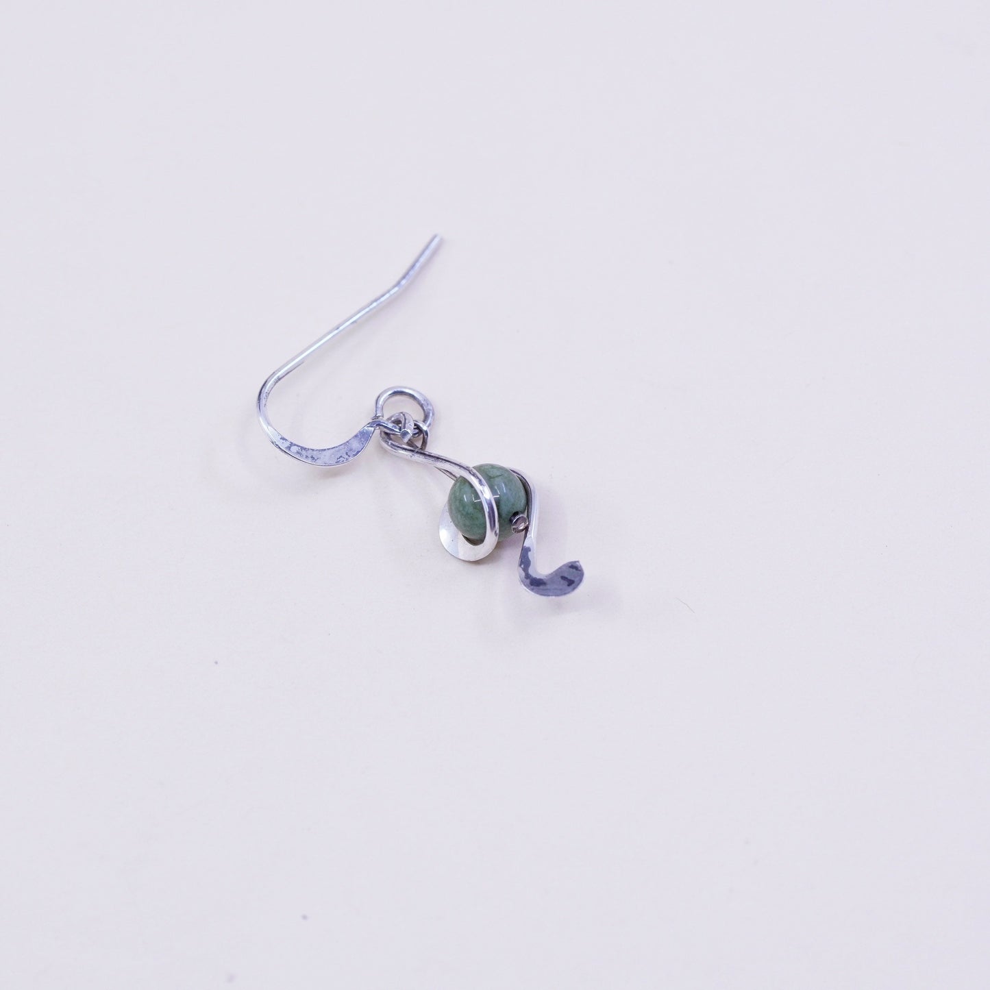 Vintage Sterling 925 silver handmade earrings with caged bead turquoise