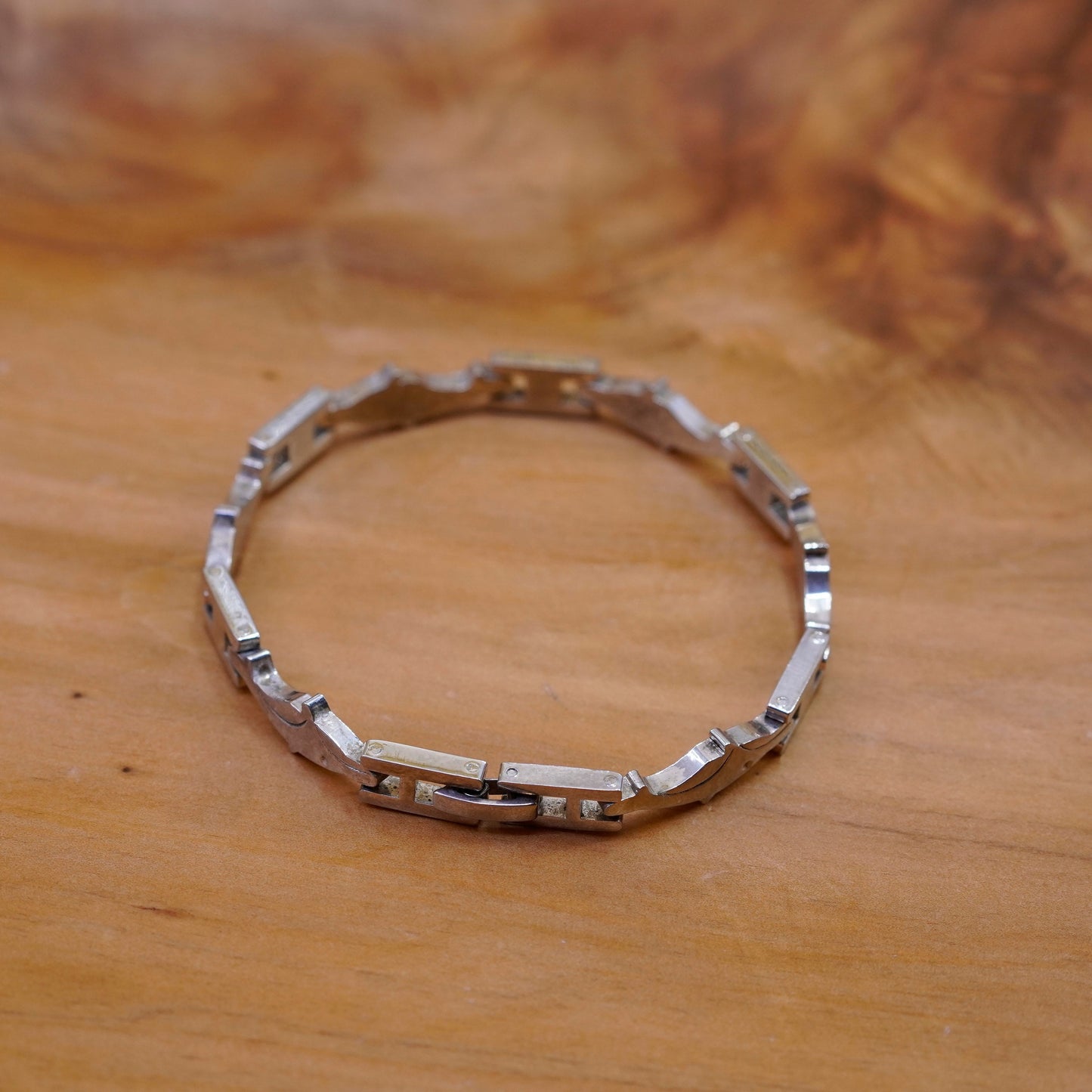 7”, vintage Sterling silver handmade bracelet, 925 dolphin chain