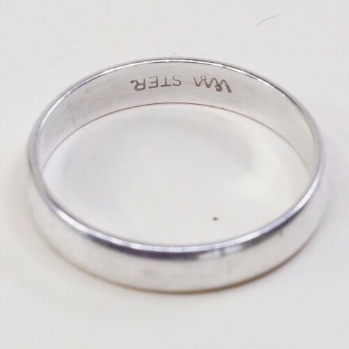 Sz 7, Vtg Wheeler Sterling Silver Handmade Wedding Ring, Navajo 925 Silver Band