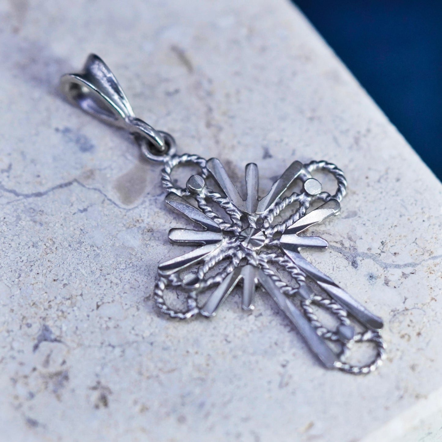 Sterling silver handmade pendant, 925 filigree cross charm