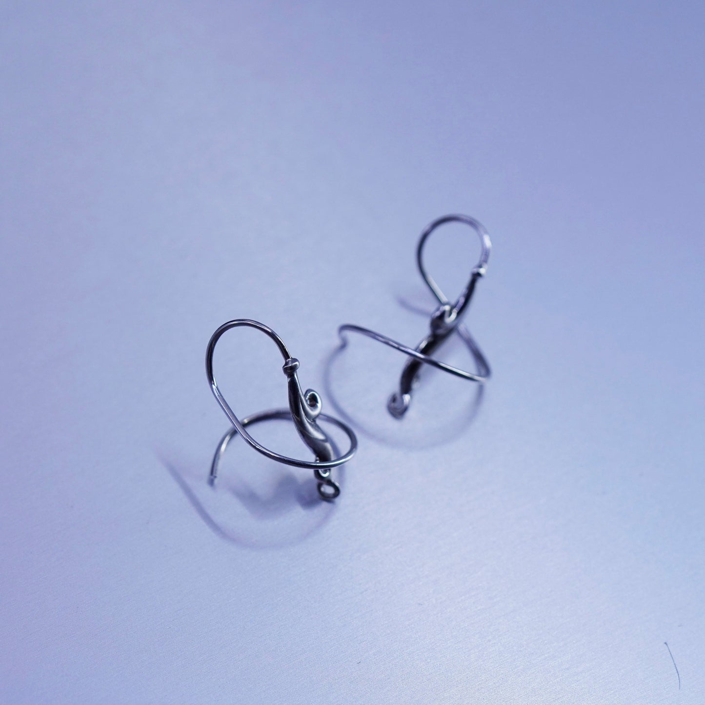 Vintage Sterling 925 silver handmade swirly earrings