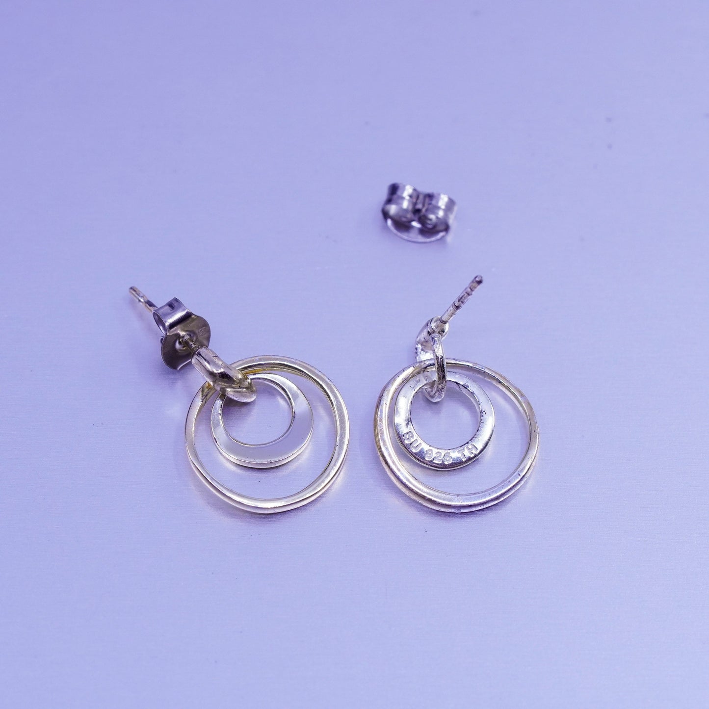 Vintage vermeil gold filled Sterling 925 silver entwined circle earrings