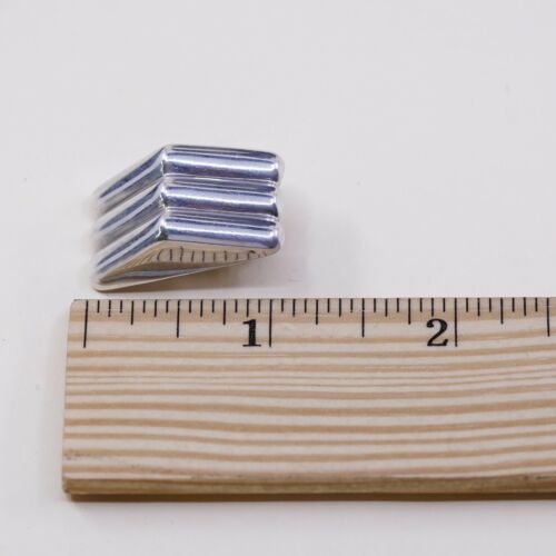 Vtg Jondell Jewelry STERLING 925 SILVER Handmade Earrings, Ribbed 925 Clip On