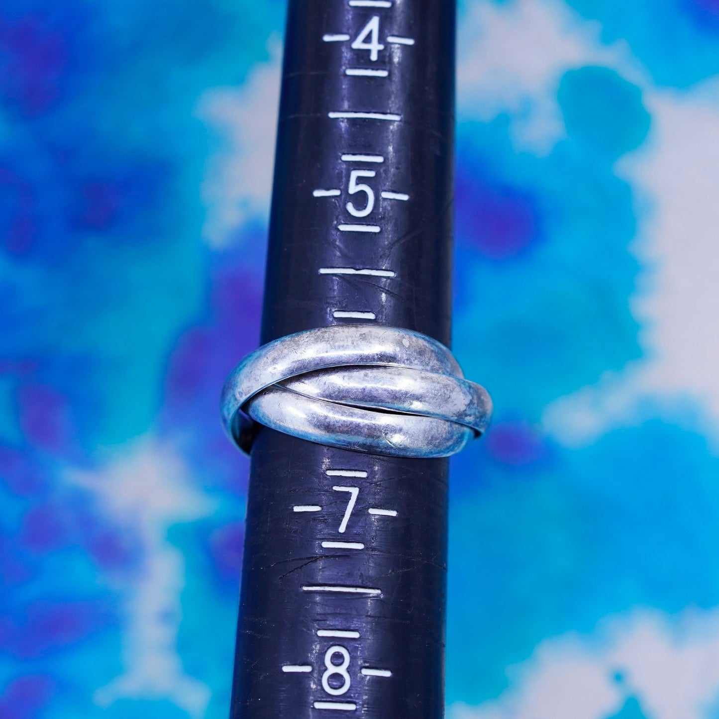 Size 6, vintage Mexico Sterling silver handmade ring, 925 entwined band