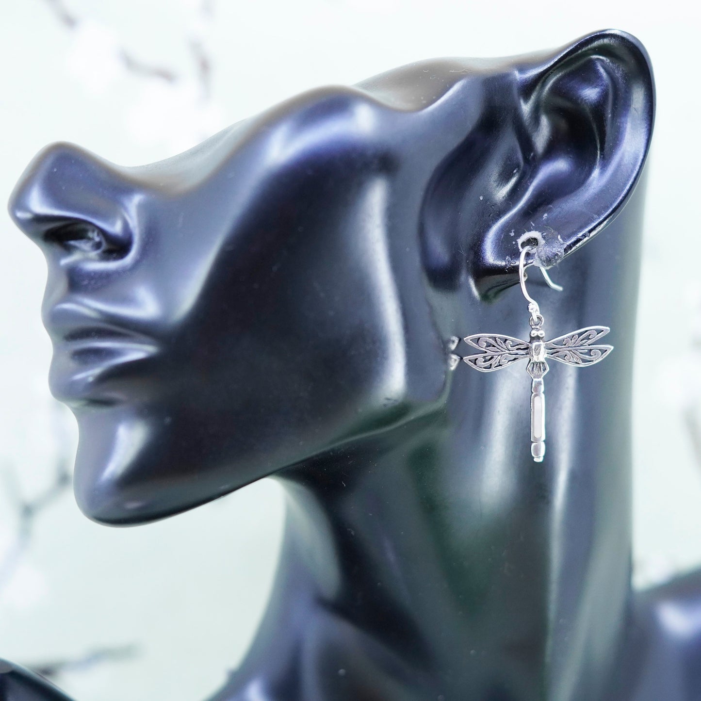 southwestern sterling 925 silver filigree dragonfly earrings mother of pearl