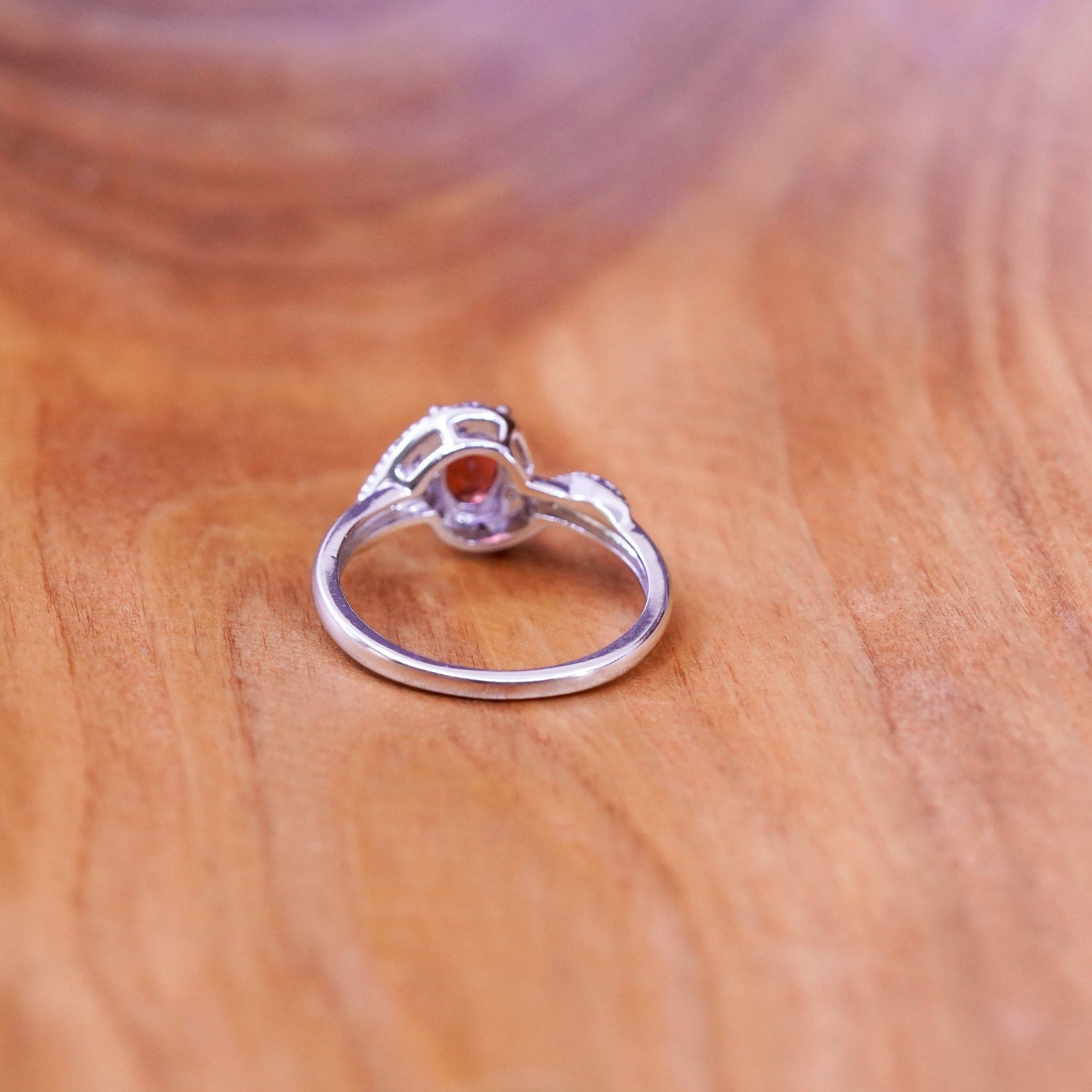 Size 8.25, vintage Sterling 925 silver handmade statement ring w/ heart diamond