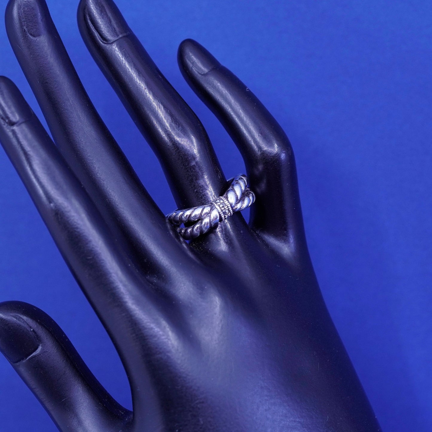Size 8.25, Judith Jack sterling silver ring, 925 entwined band with Marcasite