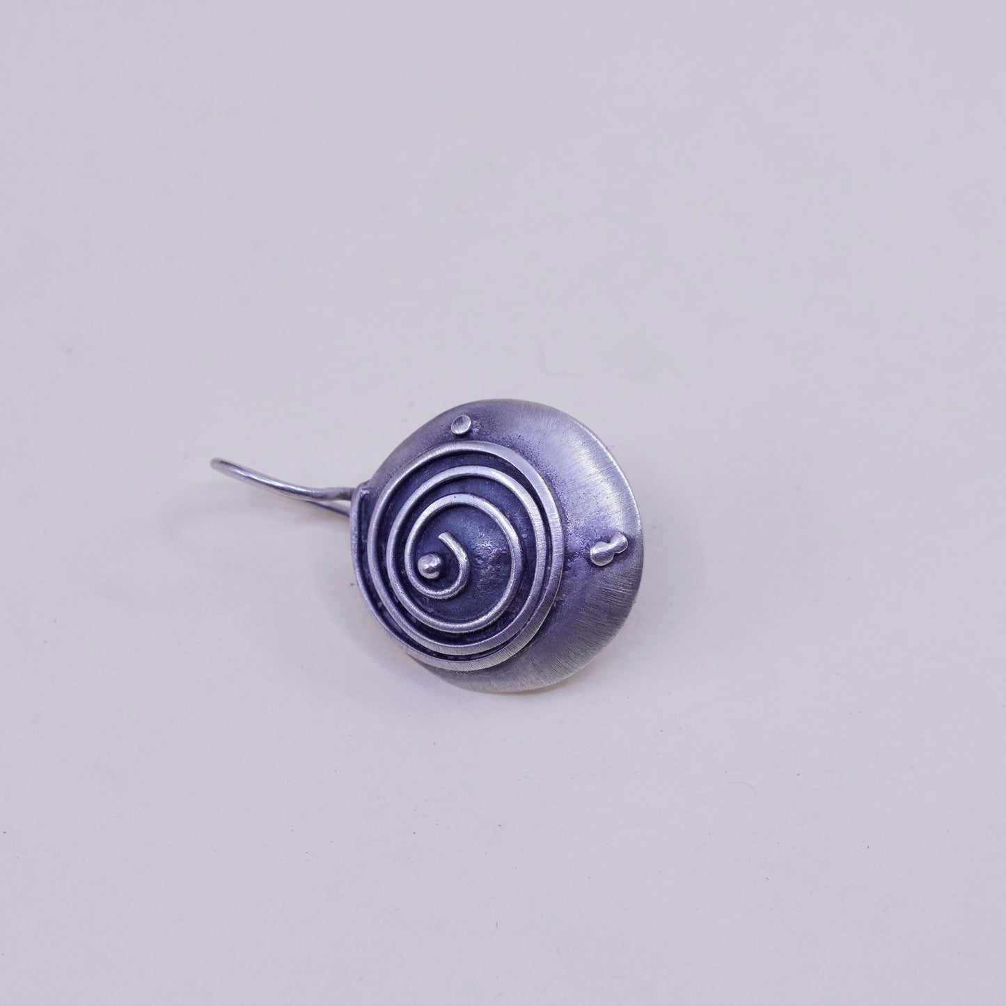 Vintage Sterling silver handmade earrings, hammered 925 swirl earrings