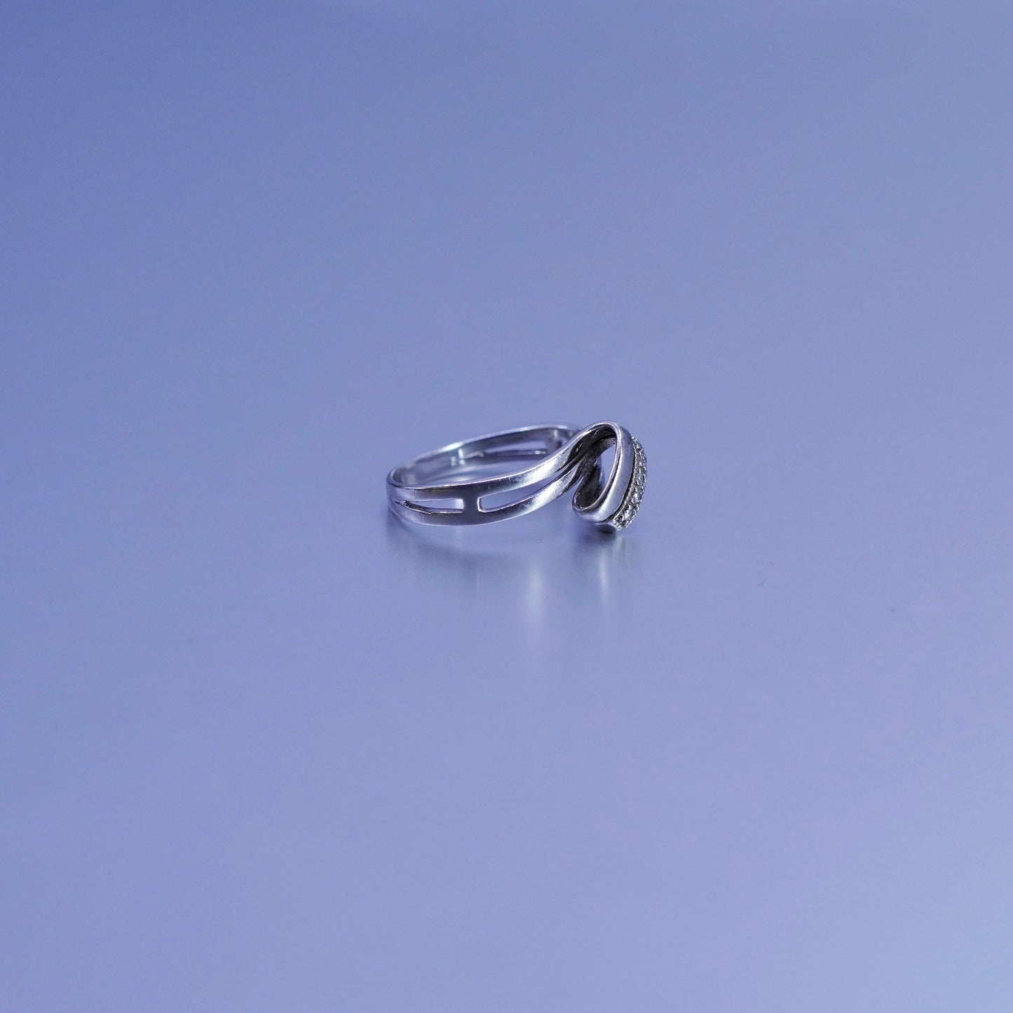 Size 5.5, vintage Sterling 925 silver handmade engagement ring with Cz