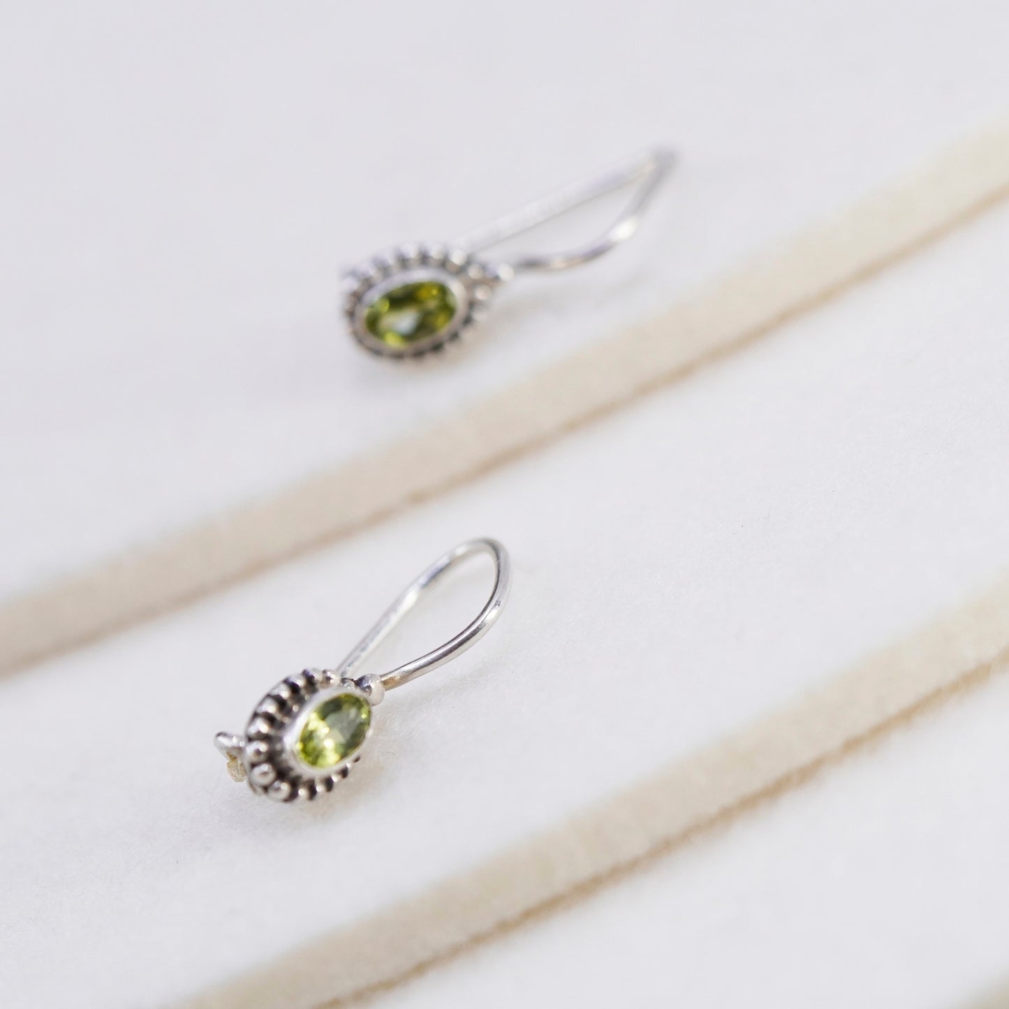 Vintage Sterling 925 silver handmade earrings with peridot