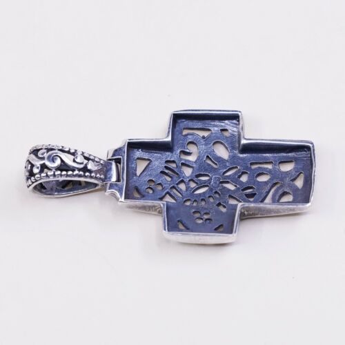 VTG handmade Sterling silver filigree pendant, 925 cross, Stamped 925