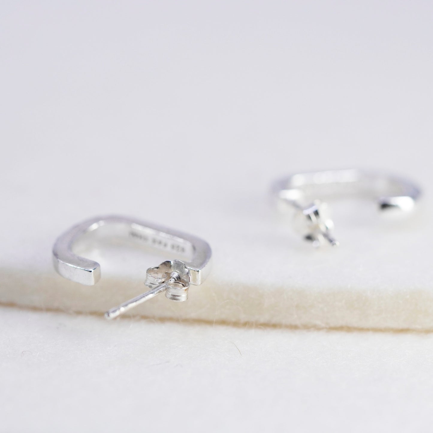 0.5”, vintage Sterling silver handmade earrings, 925 hoops