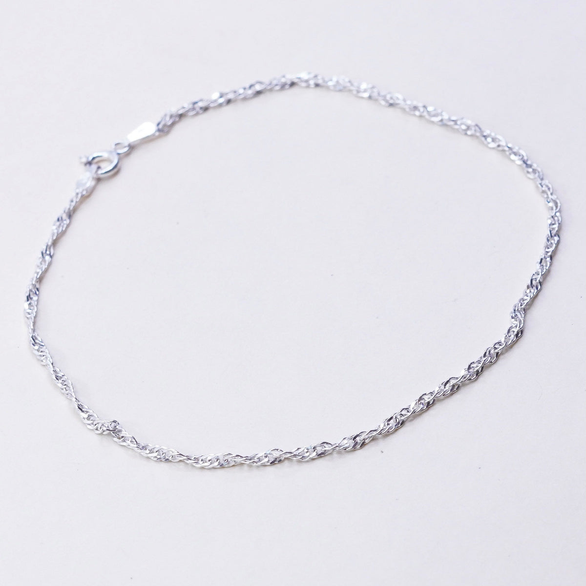 9”, 1.6mm, Vintage sterling silver bracelet, twisted curb link anklet
