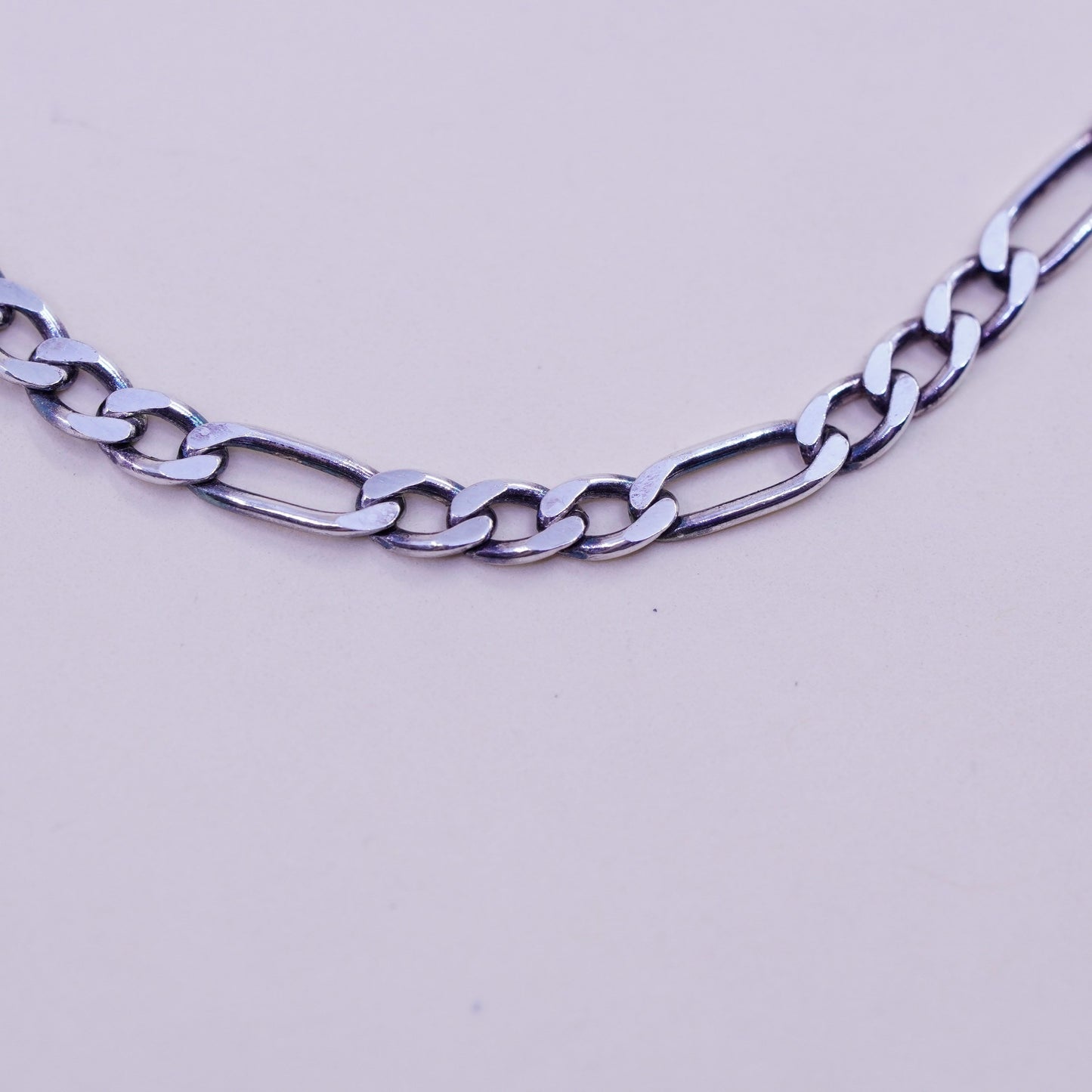 6.75”, 3mm, Vintage sterling silver bracelet, Italy 925 figaro chain